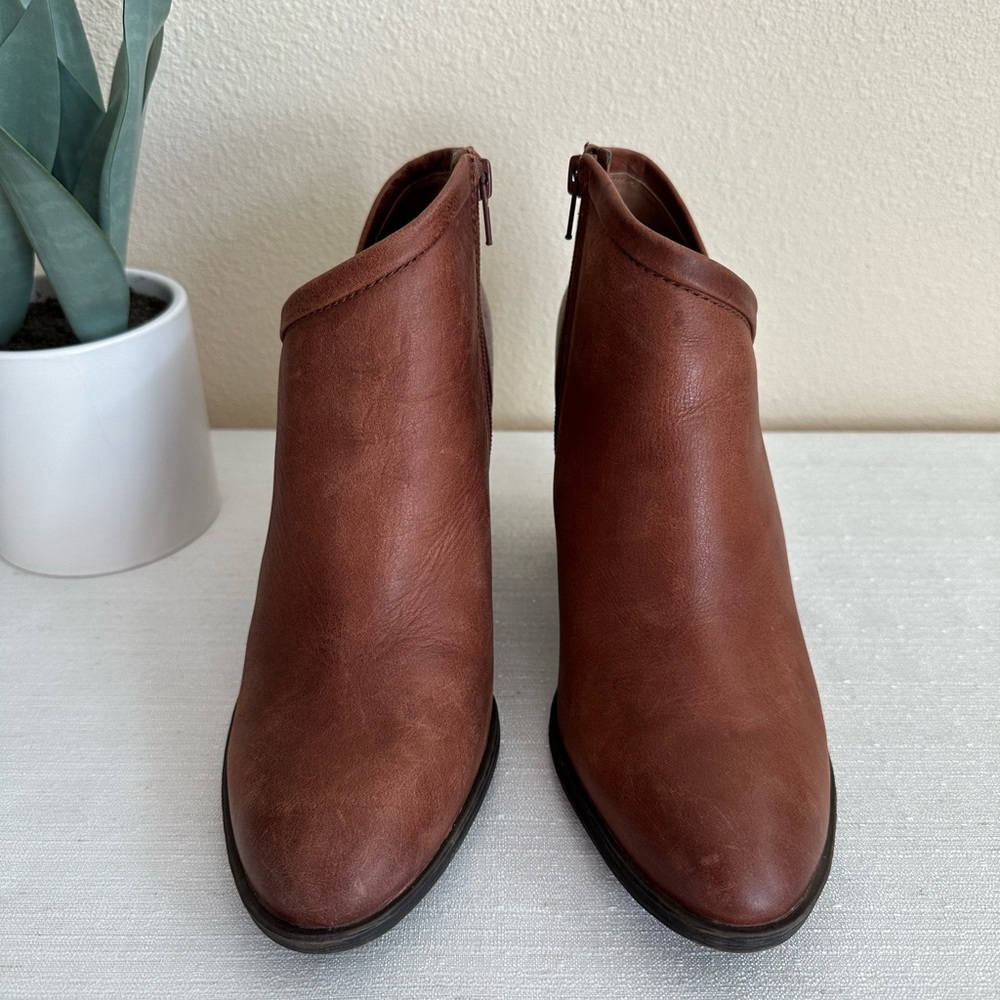 Lucky Brand Salza Brown Leather Heeled Ankle Boots Women’s 9.5M - Picture 3 of 12